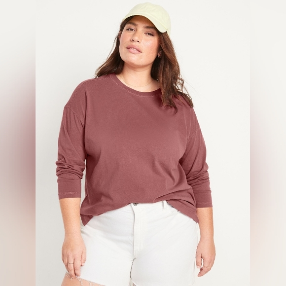 🆕️NWT Old Navy Long-Sleeve Vintage Loose T-Shirt for Women in 'Root Beer', XL - Picture 3 of 9